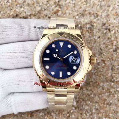 Copy Rolex Yacht Master Gold Case Blue Dial Watch